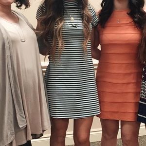 Free People Beach (FP Beach) Gray/White Striped High-Neck Dress